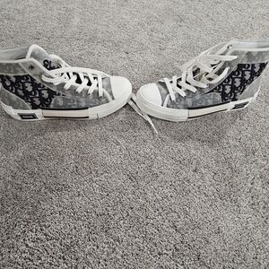 Dior High-Top Sneakers in Gray and White